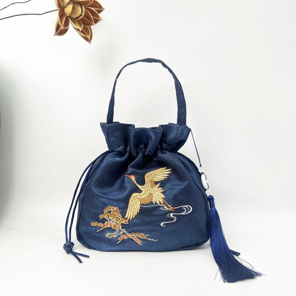Women'S Accessories Handbags - Ethnic Style Embroidery Drawstring Bag Silk