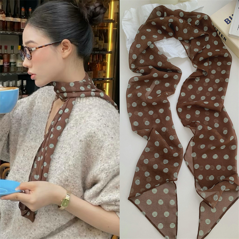 Women'S Accessories For Neck - 2026 new Ins style brown chiffon