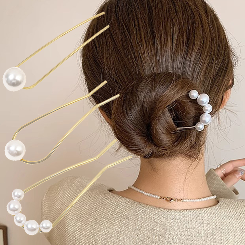 Pearl Hair Pin - New Metal Vintage U Shape Hairpin